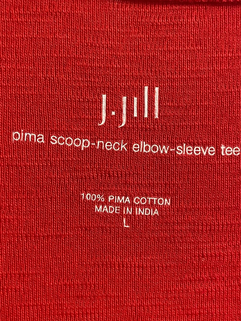 J Jill  Red Short Sleeve Scoop Neck Tee Pima Cotton Large - Picture 7 of 7